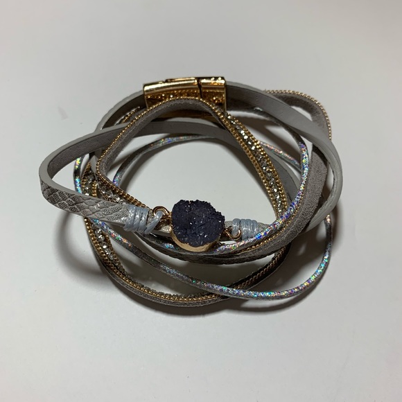 Beautiful Real Druzy Stone Wrap Bracelet - Picture 1 of 5